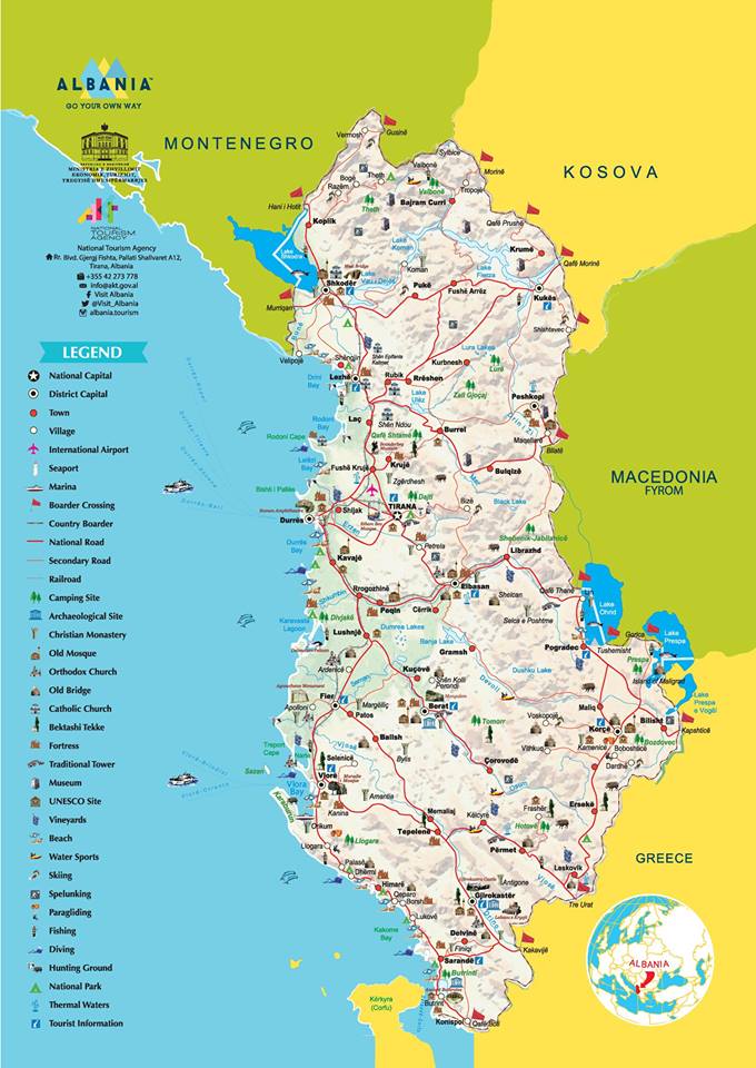 Toeristische kaart van Albanië