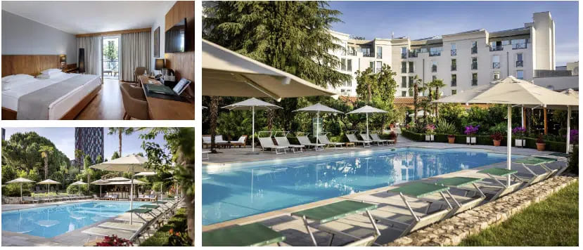 3 images Rogner-Hotel-Tirana rooms and pool