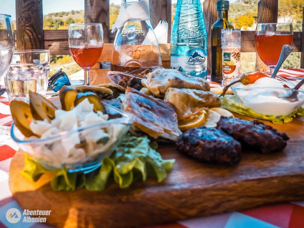 Typical Albanian dishes on a farm to table restaurant