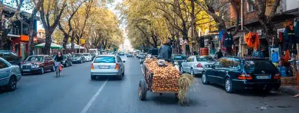 Wegen in Albanië_straat in shkoder noord albanië