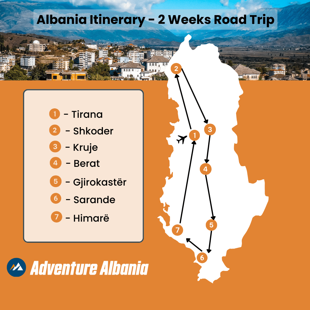 Albanien resplan för bilresor - 2 veckor
